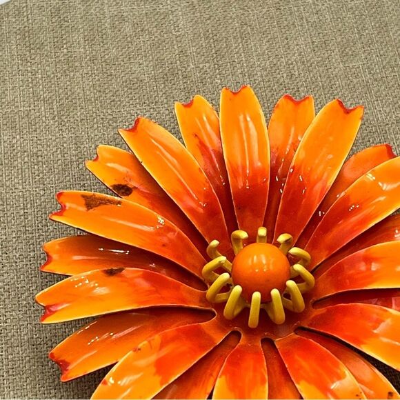 Vintage Vibrant Orange and Yellow Brooch Jewelry - Picture 3 of 6